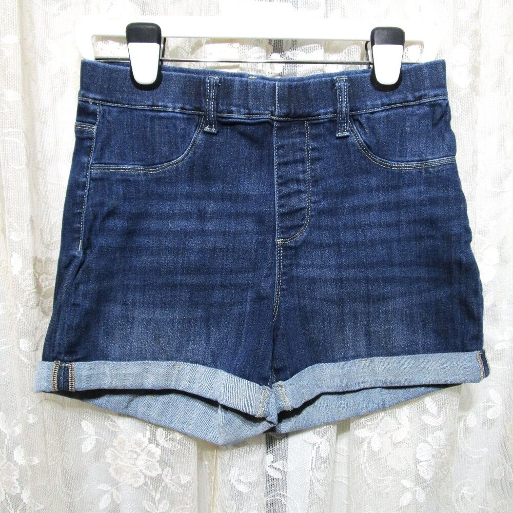 Judy Blue Isla Pull On High Rise Denim Blue Jean Stretch Shorts Size Large